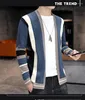 Herrtröjor Spring och Autumn Color Matching Sweater Cardigan Cloak Coat Quality Jacket Youth Men