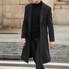 Miscele di lana da uomo 2022 Autunno e inverno New British Long Tinta unita Trench coat con risvolto Moda Cappotto di lana casual allentato Cappotto di lana da uomo Trend HKD230718