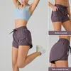 Active Shorts Women Pants DrawString Yoga med Pocket Elastic midja Svettabsorption andningsbar sport kort