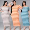 Plus storlek klänningar stor kvinnoklänning 2023 fett en axel överdimensionerad lös strip grop rand smal 5xl
