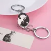 Chiave di auto 2pcs Cute Keychain Black Keychain Patchwork Coppia Round Couple Lovers Keyring in acciaio inossidabile Anello di portata per auto Besta per il tastierle X0718