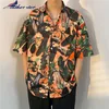 Mannen Casual Shirts Shirt Voor Mannen Korte Mouw Tops Zomer Mens Hawaiian Tropische Planten Print Strand Aloha En Blouses 3xl