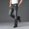 Herren-Jeans, Distressed-Jeans, ausgestelltes Boot-Cut-Bein, gewaschene Hose mit Schnurrbart-Effekt, hohe Taille, klassische, lässige Denim-Hose, Schwarz, Grau