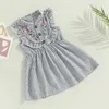 女の子のドレスmaベイビー3-7y幼児の子供の女の子のドレスノースリーフフローラルプリントストライプのストライプAラインドレス女の子の子供のためのドレス