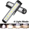 Mini LED -fakkel, multifunctionele LED -spotlicht met zijkantzoeklicht, USB -aangedreven, pengrootte Bright Lamp voor camping wandelen