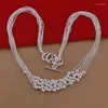 Collier boucles d'oreilles ensemble 3 pièces/ensemble Six lignes perle plaqué argent 925 Bracelet boucle d'oreille