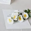 Dekorativa blommor Cilected 6 huvuden Silk Camellia Flower Artificial Branch with Green Leaves Fake For Home Vase Decoration 5st