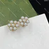 Luxury Pearl Stud for Women Floral Charm Earrings Designer Hoop Earring Ladies Ear Loop Luxury Jewelry