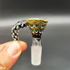 2023 Wig Wag 14mm Thick Bowl Piece Bong Glass Slide Water Pipes Cream Peacock Feather Horn Holder Tip Heady Slides Colorful Bowls Male Smoking Accessory