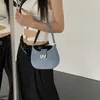 Luxe Design Vrouwen Denim Schoudertassen Halve Maan Telefoon Portemonnees Chain Strip Crossbody Tas Vrouwelijke Kleine Tote Handtas