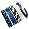 Bangle 5pcsset Men Women Armband Multilayer Ethnic Tribal Armbands Leather Braid Armband Bangles Handgjorda rep Wrap Armband 230718