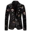 Мужские хипстерские черные золотые роза цветочные бронзинг блейзер пиджак ночной клуб мужская куртка для свадебной сцены выпускной певец Slim Fit Blazers299p