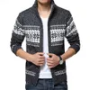 Heren Truien Winter Warm Dikke Jas Heren Vest Wol Gedrukt Rits Mandarijn Kraag De Lange Mouw Kleding Casual Gebreide Casual Trui L230719