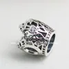 New 100% S925 Sterling Silver Princess Crown Charm Bead with Clear Cz Fits European Pandora Jewelry Bracelets304i