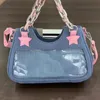 Sacs de soirée Y2k à la mode Denim rose étoile chaîne sac femmes cool noir style Harajuku sous-vêtements sac à main portefeuille sac à bandoulière 230718