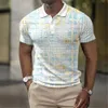 Mens Polos Polo Shirt Summer Stripe Short Sleeve Tshirt Casual Business Button Top Three Way Fashion Wear 230718