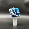 2023 Wig Wag 14mm Thick Bowl Piece Bong Glass Slide Water Pipes Cream Round Blue Gecko Heady Slides Colorful Bowls Male Smoking Accessory