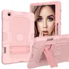 Kickstand Tablet Cases voor Samsung Galaxy Tab S6 Lite P610 P615 P613 P619 A T510 T515 Siliconen PC 3 Lagen Bescherming Schokbestendige Robuuste Cover Rose Goud