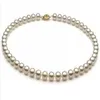 Charming natural 8-9mm white AKoya pearl necklace 18inch 14k gold clasp261i