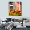 Handmade Landscape Art on Canvas Cottage Door Poppies Flowers Artwork Painting Home Decor