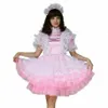 Sissy Maid Lockable Organza Light Pink Puffy Dress Tailor-Made Costume201Q