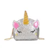 5 Styles Unicorn Chain axelväskor bling paljetter tecknad crossbody väska barn messenger mynt väska fest gynn