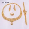 Jewelry sets for Women Dubai 24K gold color India Nigeria wedding gifts necklace earrings Bracelet ring set Ethiopia jewellery 201241S