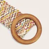 Cinture FIBBIA ROTONDA MULTICOLORE BOHO Bohoranchboutique Cintura tessuta in rafia elasticizzata con accessorio in vita da donna in legno