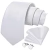 Gravatas de pescoço 8cm homens gravata de seda branco sólido gravata masculina festa de casamento formal gravatas abotoaduras lenço flor broche conjunto homens presente corbatas dibangu 230719