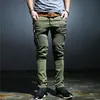 Jeans Masculino ArmyGreen Retro Skinny Men Clothing Moda Zipper Locomotive Denim Biker JeansCalças Masculinas Hip-hop2488