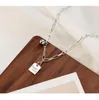 Pendentif Colliers Asymétrique Bonne Chance Petit Carré Marque Collier Pour Femmes De Luxe Tour De Cou Hip Hop Fille Titane Acier