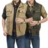 Men's Vests Autumn Mens Sleeveless Tactical Pographer Jacket Cotton Casual Multi Pocket Vest Male Waistcoat Coat Plus Big Size