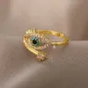 Bandringar Lucky Turkish Blue Evil Eye Rings for Women Open Justerbar rostfritt stål Ring 2023 Trend Wedding Band Par Jewelry Gift J230719