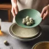 Platos WSHYUFEI, plato de cerámica Vintage, vajilla japonesa para el hogar, cuenco para sopa y fideos, utensilios de cocina para verduras