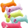 Plush Pet Dog Puppy Sound Toys Bone Kształt Puppy Cat Chew Squeaker Squeaky Pillow Solid Kolor Pięć kolorów 20pcs l317H