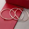 Bracelet Femme Designer Love 25mm Plaqué Or 18k Dames Love Bangles Bijoux Cadeau Taille 16nail