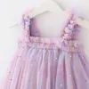 Vestidos de menina vestido de alça de aniversário para roupas de bebê menina verão 3D asas de anjo princesa princesa vestidos de malha fantasia de festa infantil R230719