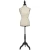 Female Mannequin Torso Dress Form Display W Black Tripod Stand Designer Pattern290E