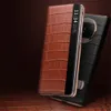 Genuine Leather Slim Case For Huawei Mate X3 Crocodile Smart Window Holder Cover