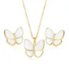 Necklace Earrings Set Fashion Three-dimensional Temperament Butterfly Gift And For Girls Stainless Steel Jewelry