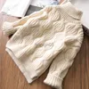 Pullover Baby Girls Turtleneck Sweaters Kid Solid Color Sweater Winter Knitted Tops Thicken Warm Pullover Children's Clothes Korean Style HKD230719