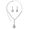 Hänghalsband utsökt mode enkel kubik zirkoniume glänsande kristallkvinnor örhängen halsband set för brudar bröllop kostym smycken set 230718