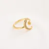 Modna minimalistyczna CZ Stones Moon Star Otwarcie 24 K Kt Fine Gold Gf Ring Urocze kobiety biżuteria