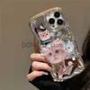 Cell Phone Cases Korean Cute 3D Cat Bracket Star Plating Soft Phone Case For iPhone 14 13 12 11 Pro Max X XS XR Lovely Kitten Shockproof Cover J230719
