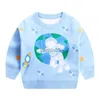 Pullover baby flickor kläder nya astronaut mönster vinter långärmade barn 2-7 år barn flickor tröja stickning pullover pojkar tröjor hkd230719