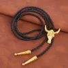 Bolo-Krawatten, goldene Krawatten für Herren, American Cowboy, Bekleidungszubehör, Krawatte als perfektes Geschenk, ideal mit Horn im Beutel, Paket golden HKD230719