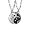 Pendentif Colliers Vintage Soleil Lune Tai Chi Collier Pour Couple Style Chinois Yin Yang Dragon Clavicule Chaîne Amis Cadeau Bijoux 2023