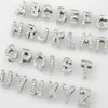 전체 10mm 130pcs 로트 A-Z Full Rhinestones 슬라이드 문자 DIY 알파벳 매력 액세서리 10mm 애완 동물 칼라 키 체인 285u