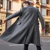 Herr ullblandningar 2022 Autumn och vintern Ny brittisk lång fast färg LAPEL Trench Coat Fashion Lose Casual Woolen Coat Men's Woolen Coat Trend HKD230718