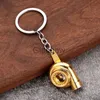 Car Key Mini Turbo Turbocharger Keychain Spinning Turbine Key Ring Zinc Alloy Metal Keyring Car Styling Refitting Car Interior Accessory x0718